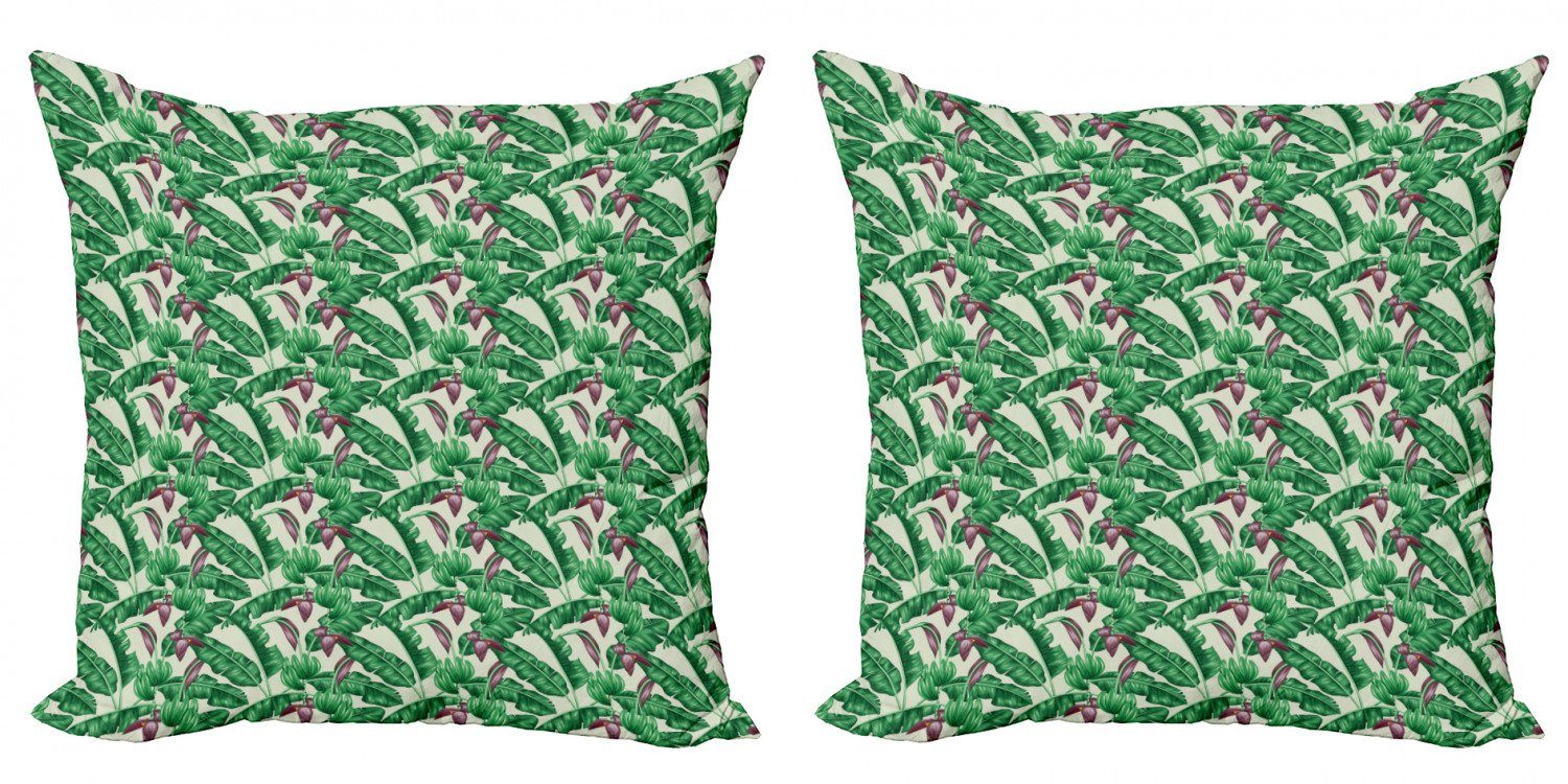Kissenbezüge Modern Accent Doppelseitiger Digitaldruck, Abakuhaus (2 Stück), Jungle Leaves Banana Blätter Laub