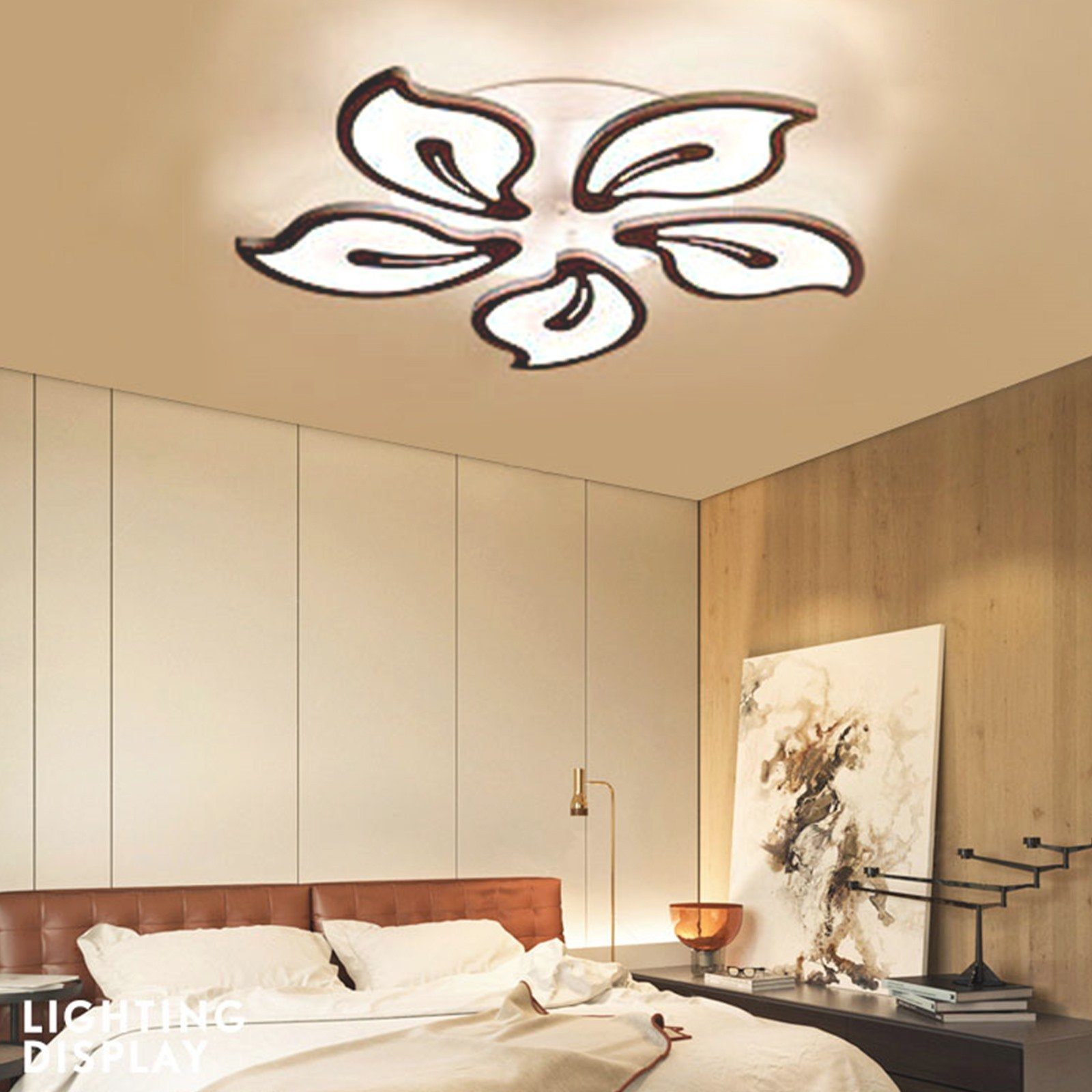 Daskoo Deckenleuchten Blumenart LED Schwarz LED mit Warmweiß/Neutralweiß/Kaltweiß, Deckenleuchte Deckenlampe LED integriert, fest Wohnzimmer Dimmbar, Fernbedienung