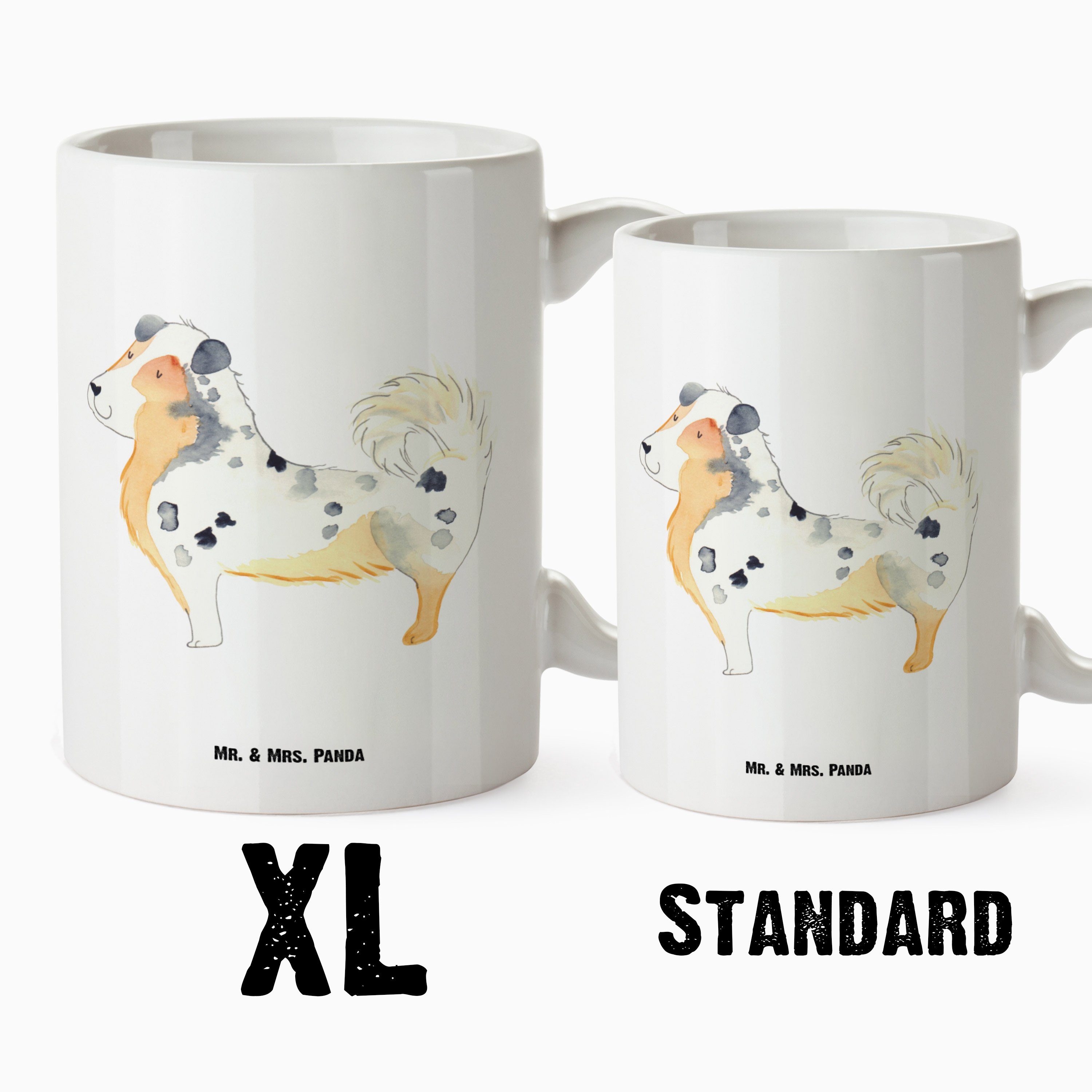 Australien Shepherd Vier, Mrs. XL Keramik - Becher, Weiß - Panda Tasse Tasse Geschenk, XL Mr. Hundebesitzer, &