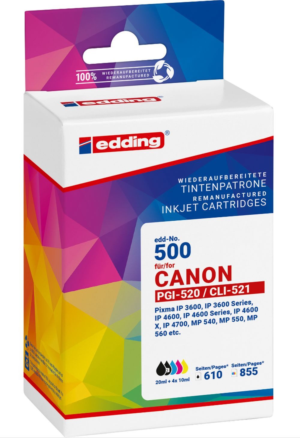 edding Tintenpatrone ersetzt Canon PGi-520/CLi-521 black + colour Multipack 5 Nachfülltinte (x)
