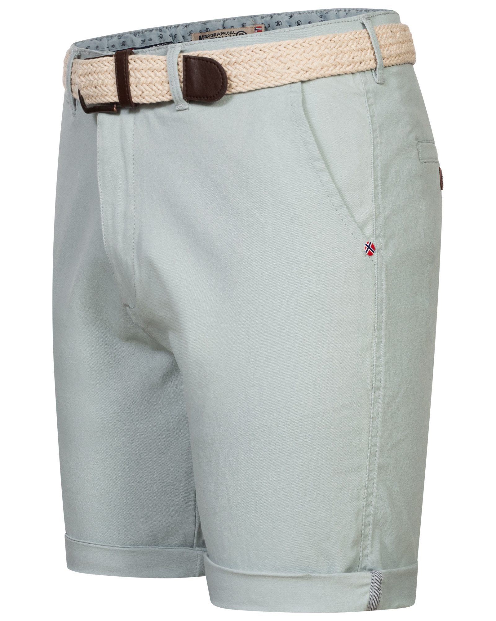 Geographical Norway Bermudas Chino Shorts kurze Hose Bermuda Knielang Stoff bequem mit Gürtel short