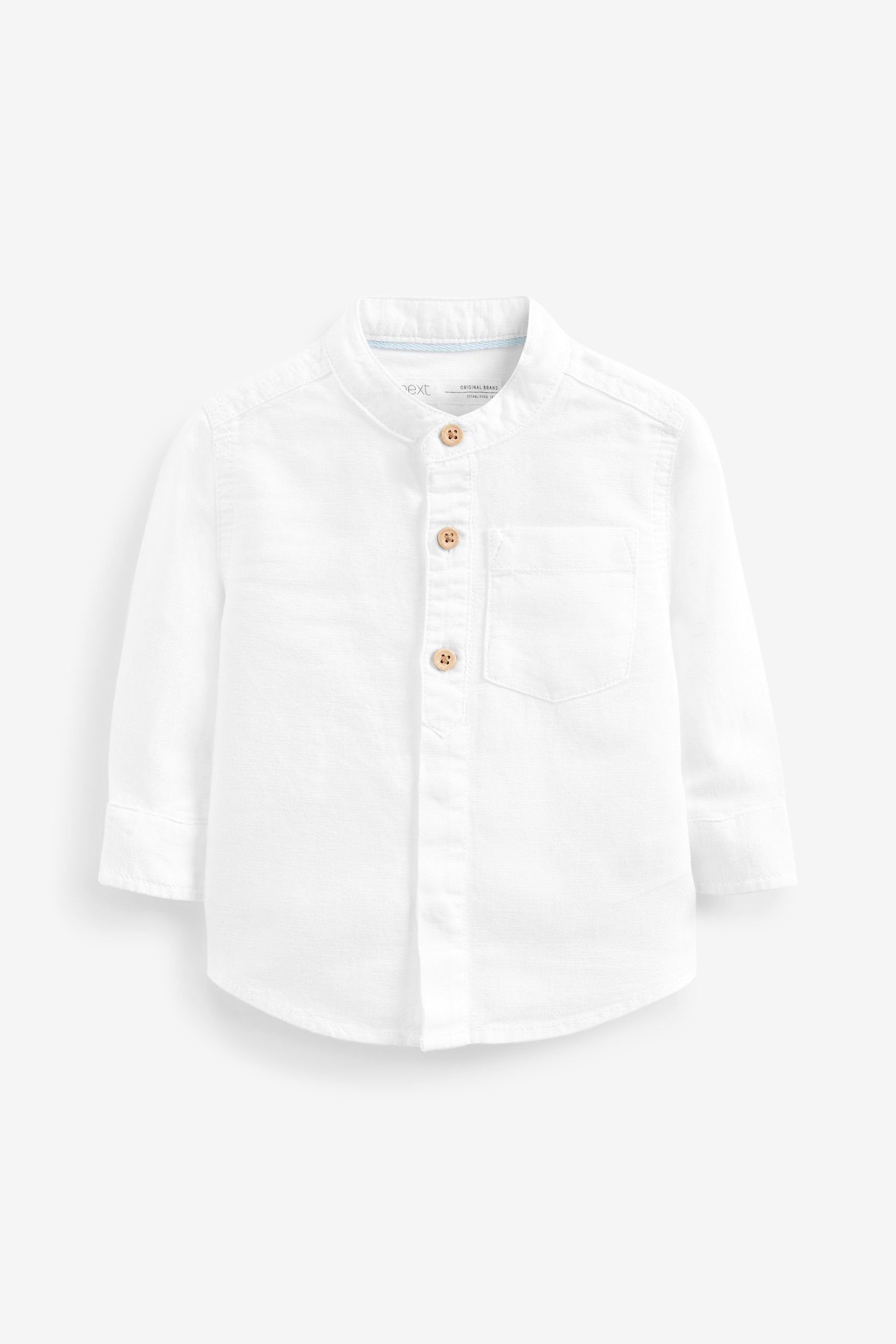 Next Langarmhemd Langärmeliges Hemd aus Leinenmischgewebe (1-tlg) White