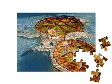 puzzleYOU Puzzle Zwei Wasserschildkröten, 48 Puzzleteile, puzzleYOU-Kollektionen Meeresschildkröten, Fische & Wassertiere