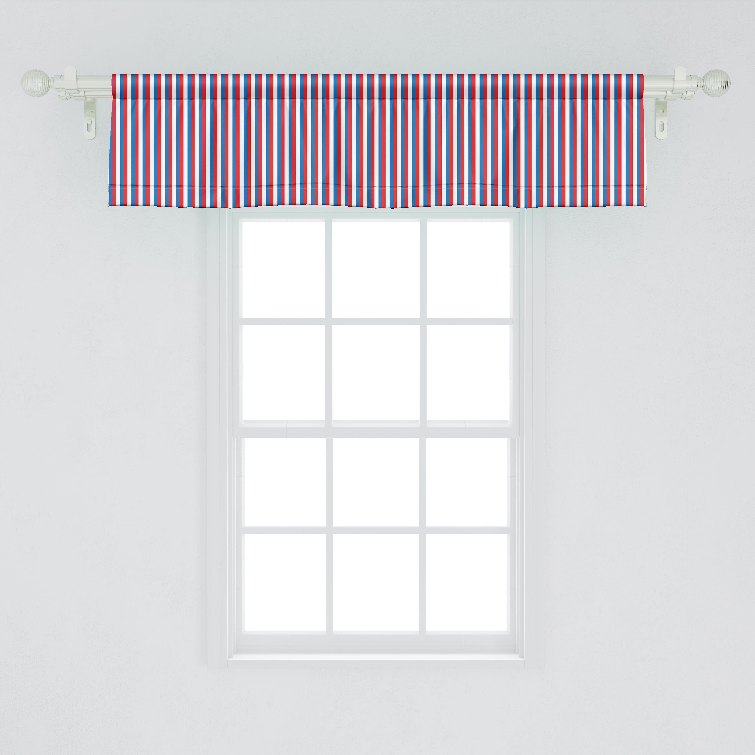 Patriotische Abakuhaus, Volant Vorhang mit für Schlafzimmer Dekor Scheibengardine Stangentasche, Microfaser, Harbor-Streifen Küche Farben