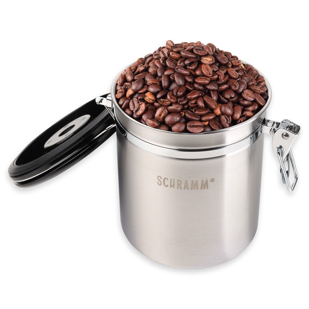 Kaffeedose 10 Kaffeedosen mit Farben Schramm® Schramm Dosierlöffel Kaffeedose Edelstahl Kaffeebehälter aus Höhe: 15cm in ml 1500 silber