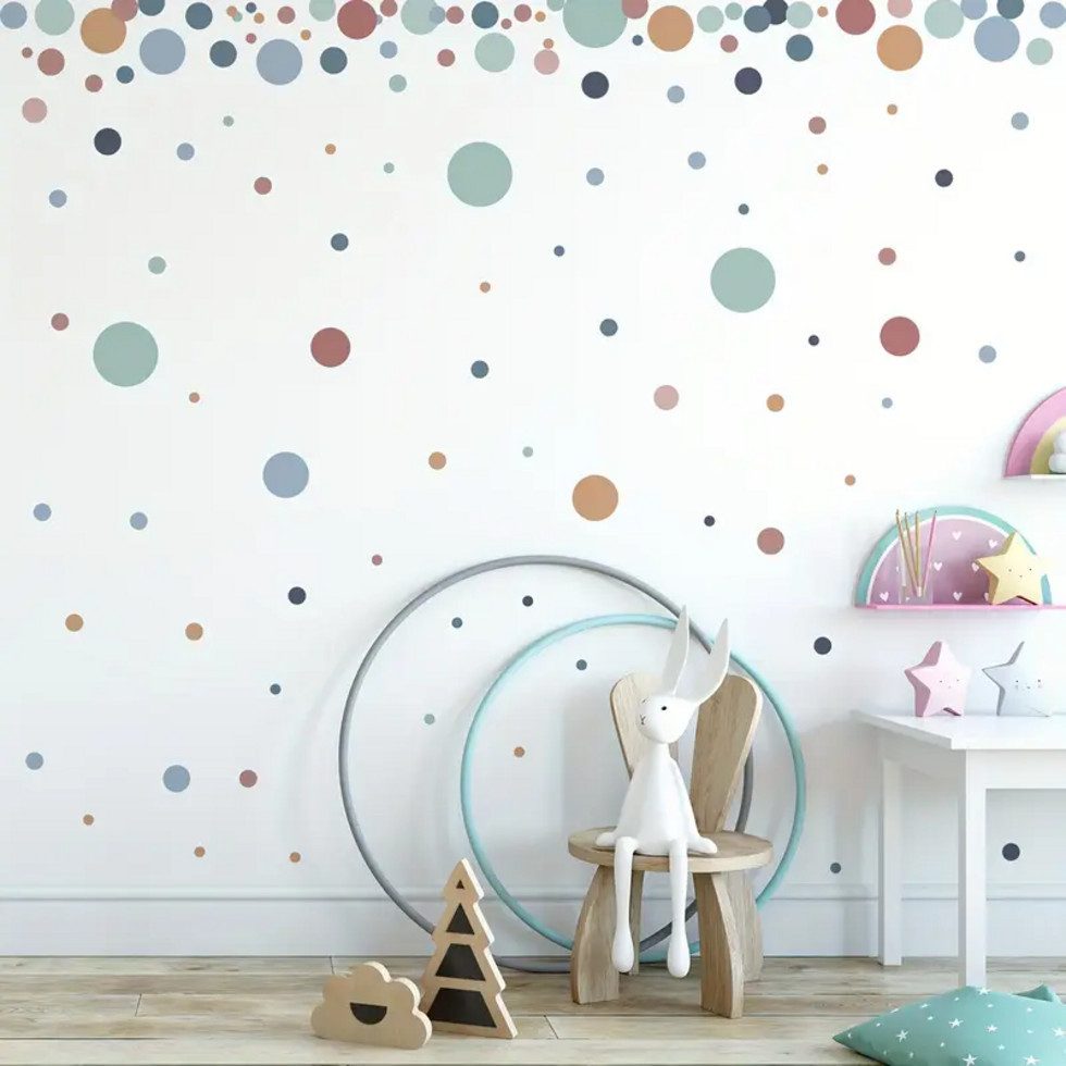 Montegoni Wandsticker Polka Dot Wandsticker 140 Kreise Selbstklebend Wanddeko Punkte (Wandaufkleber-Set, 4 Bögen mit gepunkteten Wandaufklebern), Selbstklebend, – Bild 5 von 5