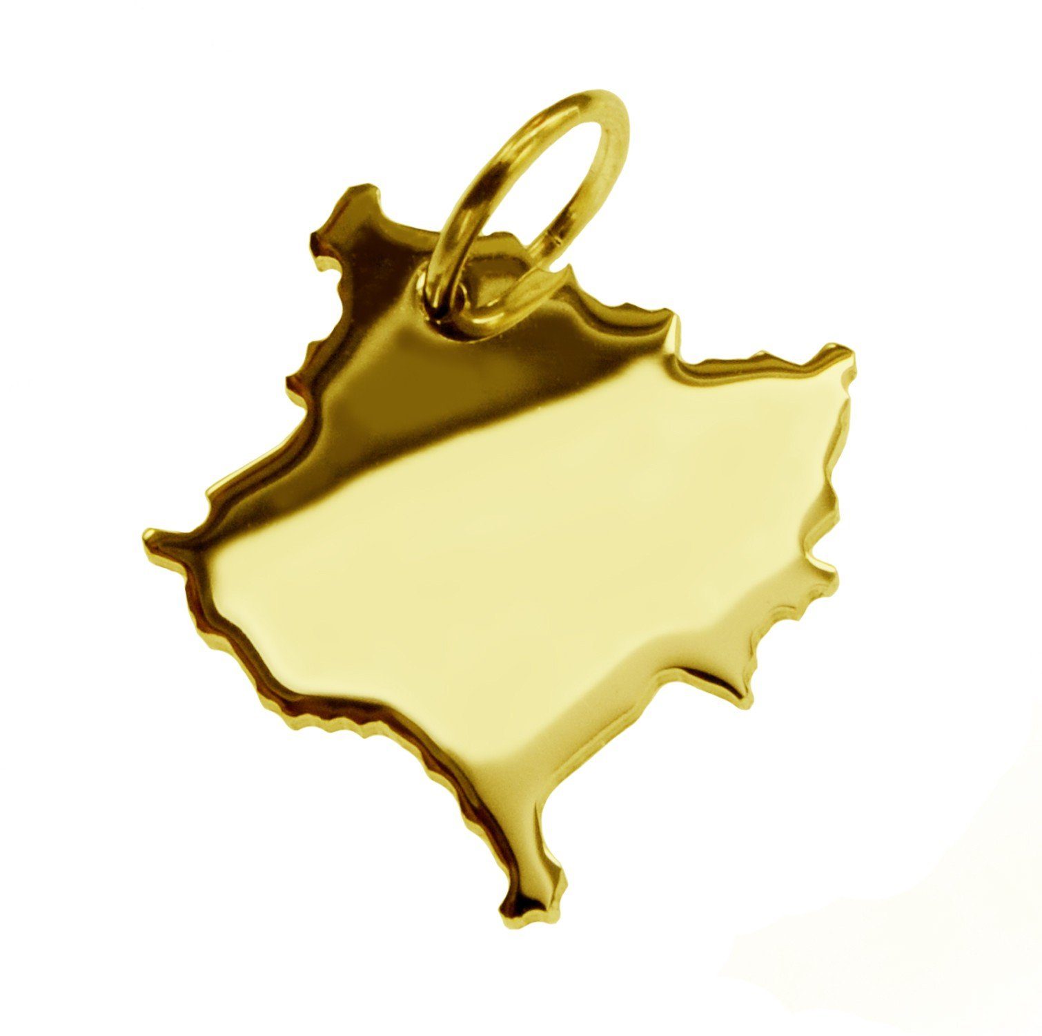 Kettenanhänger Anhänger der Landkarte Kosovo in massiv 585 Gelbgold