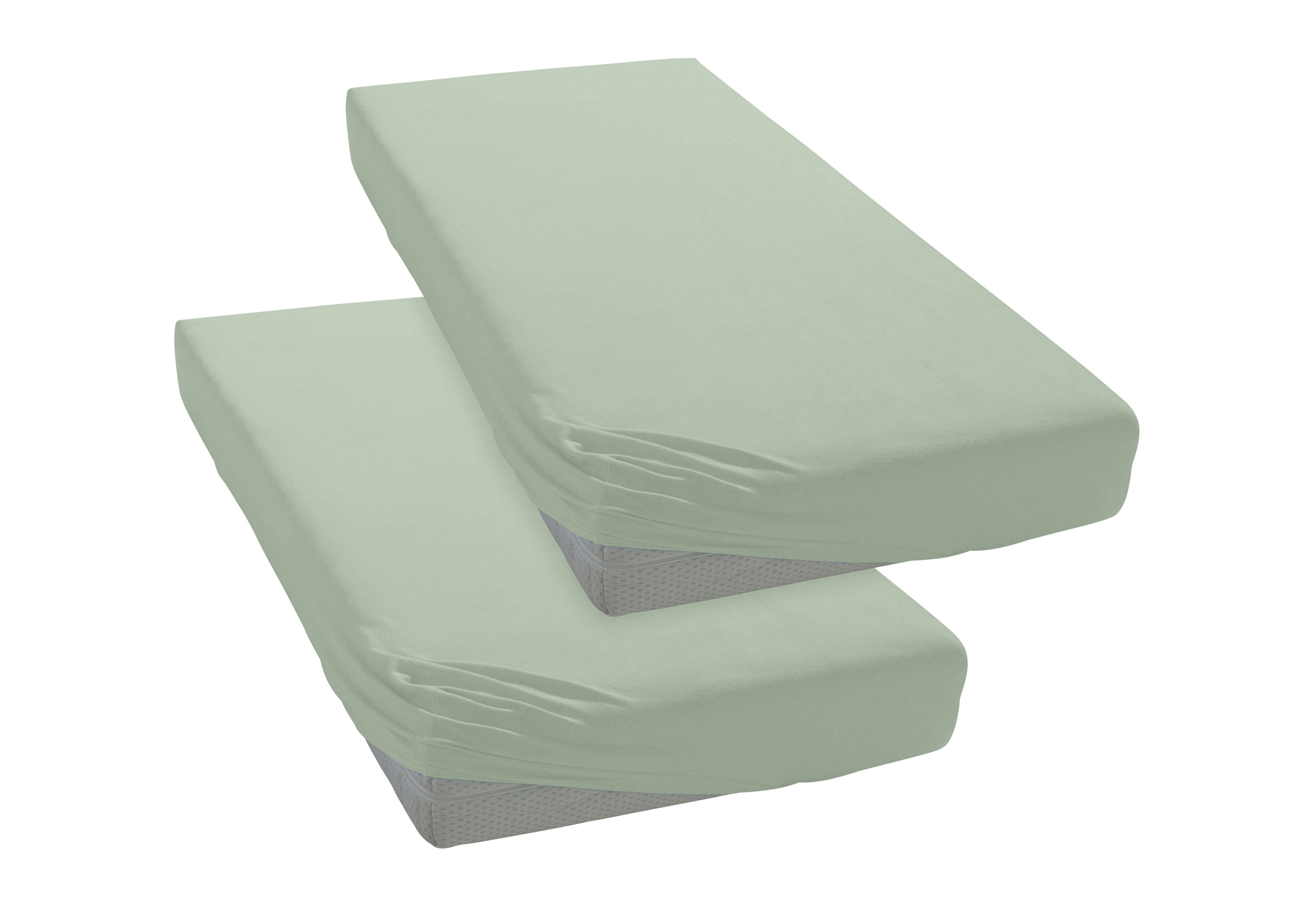 my home Натяжные простыни PHYSALIS, Jersey, Gummizug: rundum, (2 Stück), 100% Baumwolle, Matratzen bis 18 cm Höhe, Bettlaken, Spannbetttuch