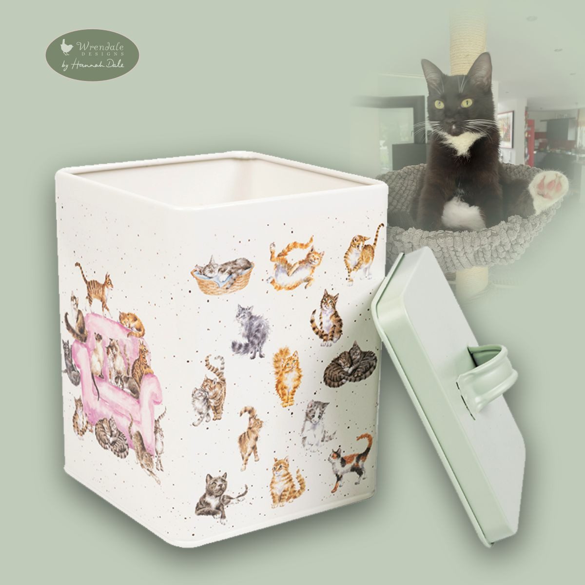 Thumbnail - Wrendale Futterbehälter Wrendale Designs Leckerli-Dose Katzen, Weißblech, (Stück)