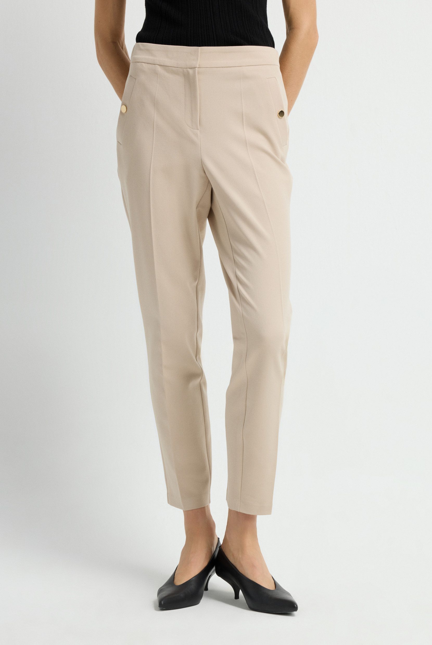 adL Stoffhose Hose mit Metallaccessoire und Taschen
