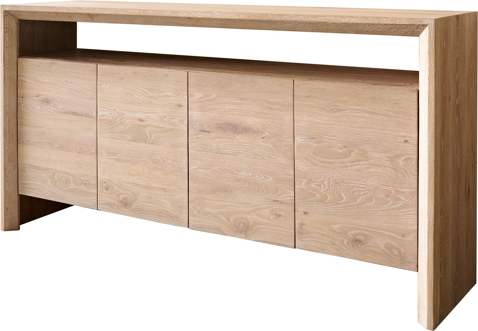 DELIFE Garderoben-Set Assuan, Eiche Gekalkt 175 cm 4 Türen 1 Fach Sideboard