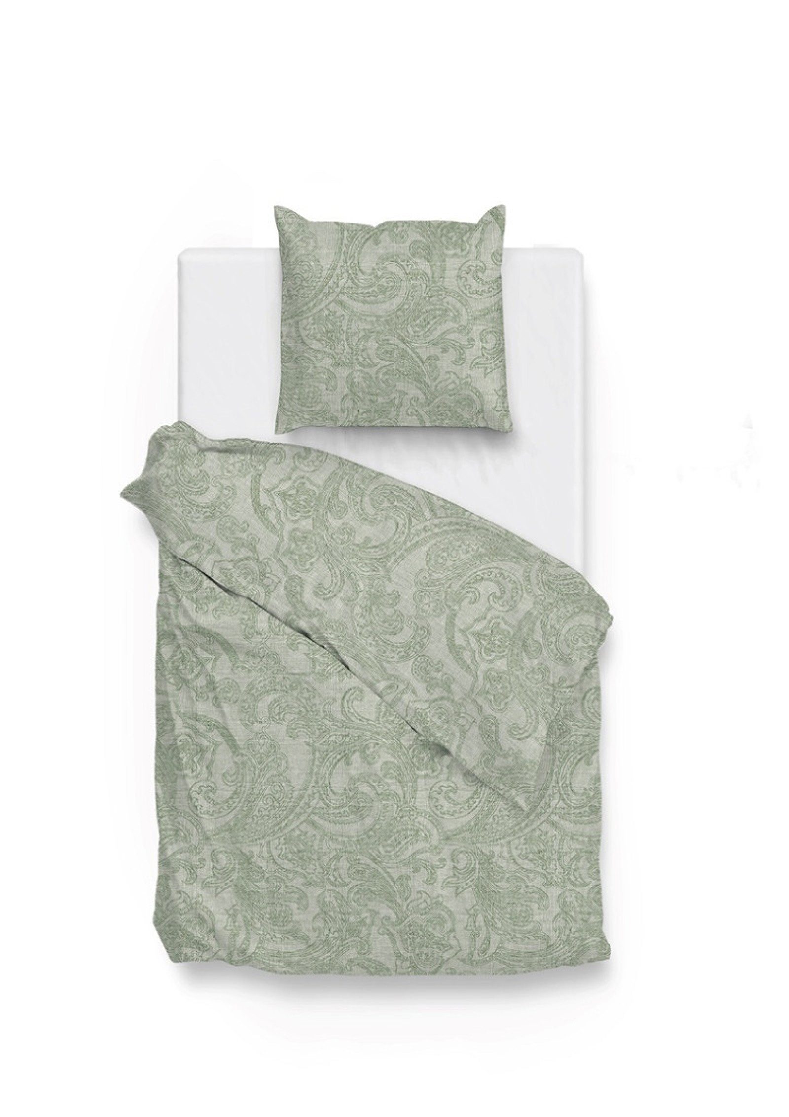 ZO HOME Bettwäsche ZO Home Cotton Bettwäsche 135x200 Paisley di Lino Moss Green grün, Baumwolle, 2 teilig, für Sommer und Winter