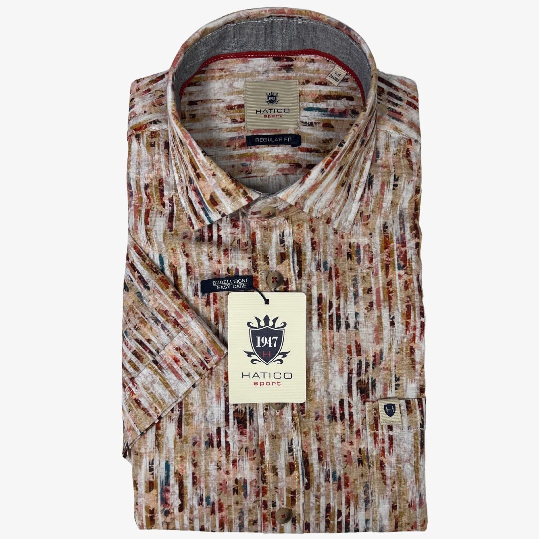 Hatico Kurzarmhemd – Hemd mit Print – Sport Hemd Regular Fit Hal