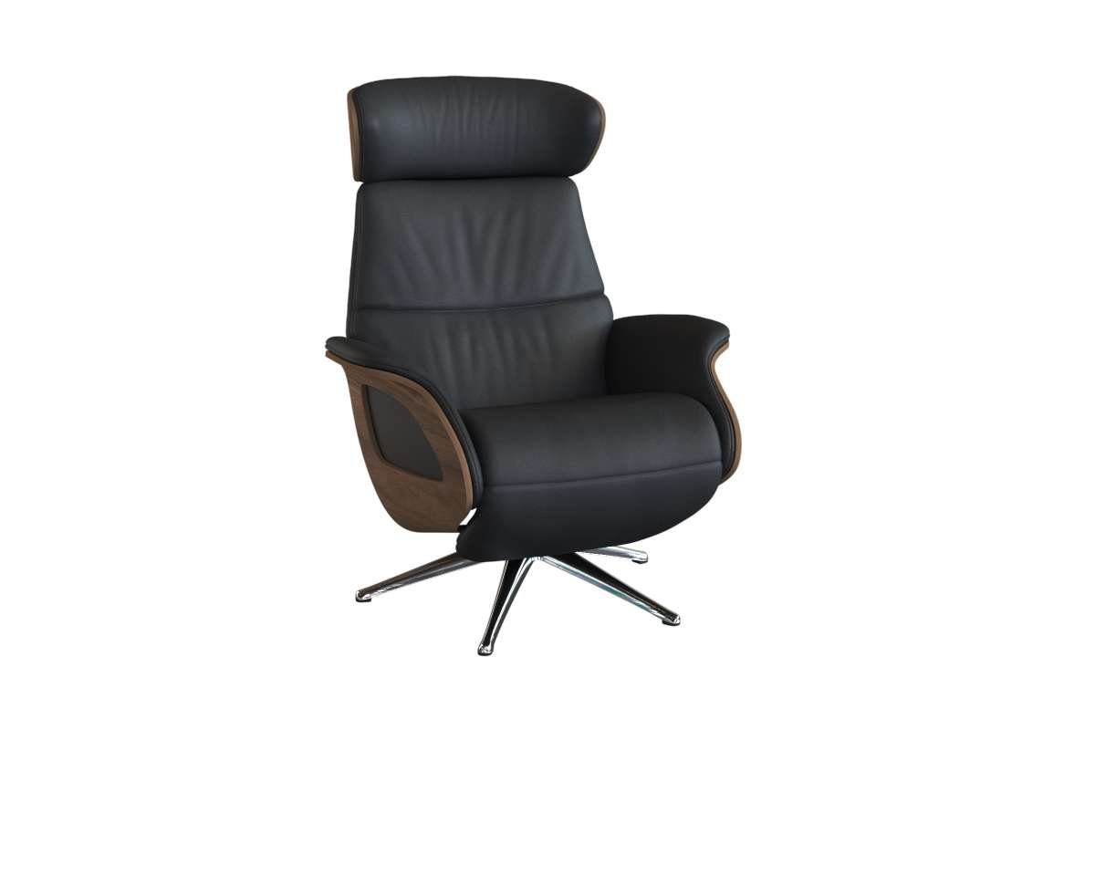 FLEXLUX Relaxsessel Clement elektrischer Funktionsessel, Размер M, Rücken & Fußteil elektrisch, Akku, Arml. Walnuss, Fuß Alu