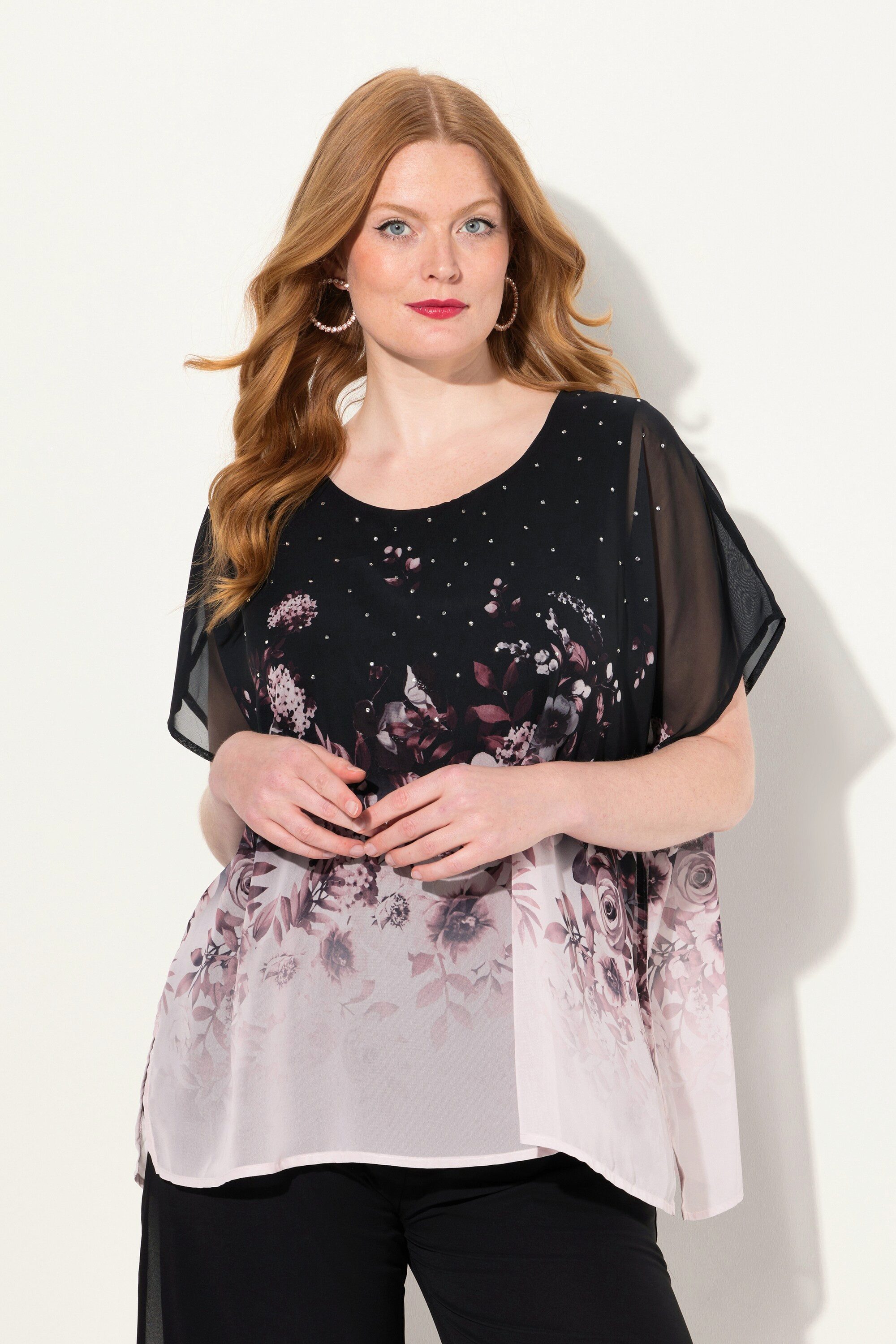 Ulla Popken Druckbluse Blusenshirt oversized Chiffon günstig online kaufen