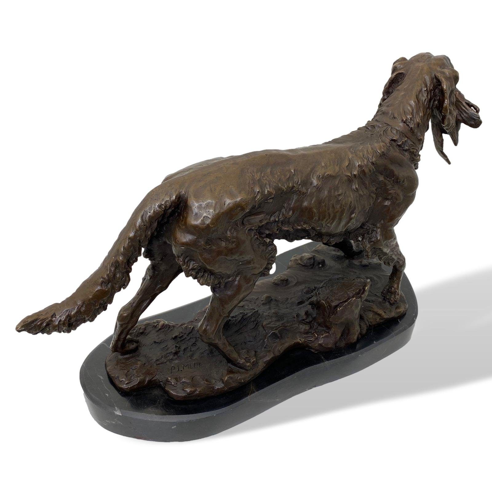Aubaho Skulptur Bronzeskulptur Hund Bronze Mene Statue Figur nach Antik-Stil Jagdhund