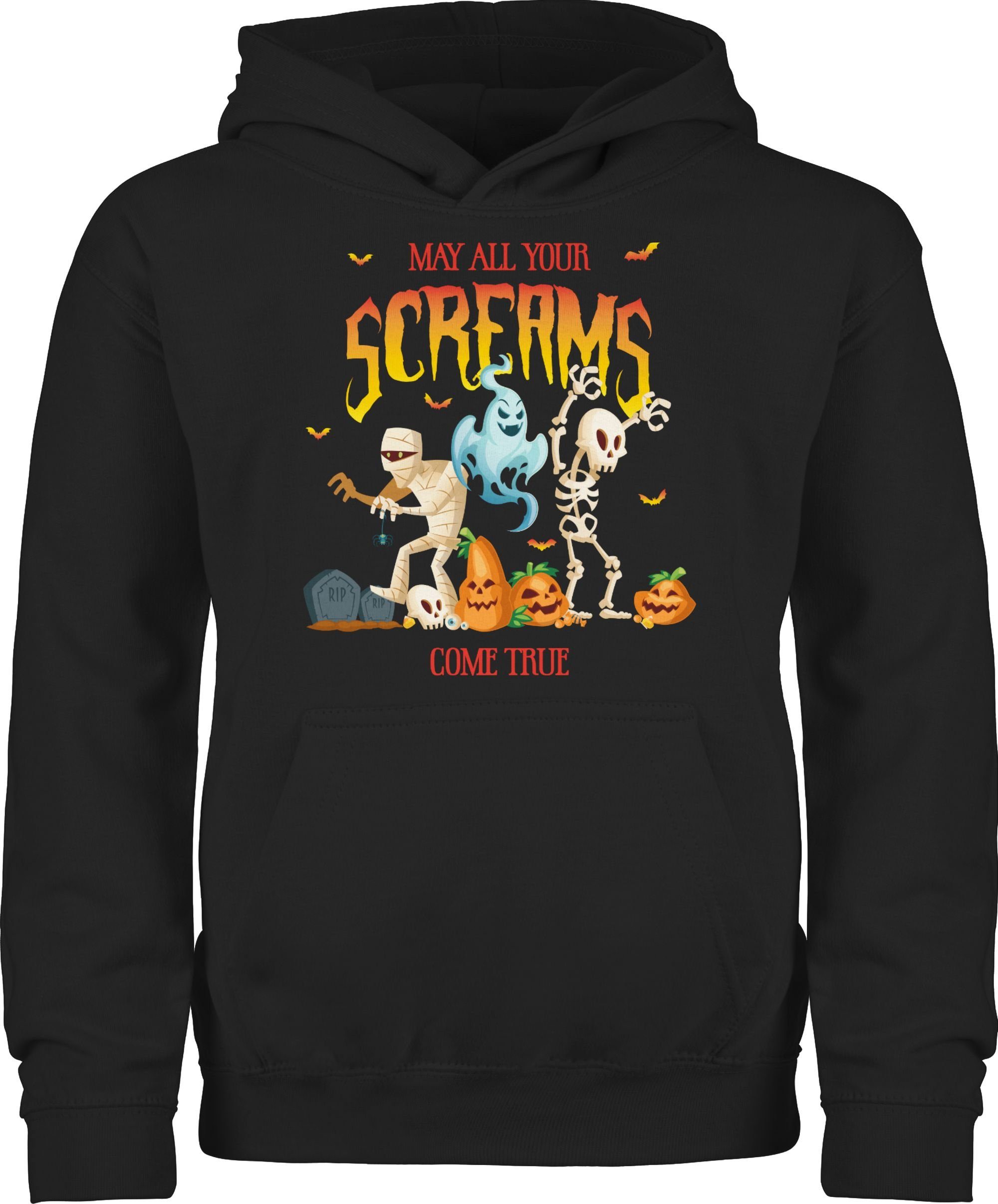 Shirtracer Hoodie Gespenst Kinder Schwarz für 1 Skelett Zombie Kostüme Halloween Geist
