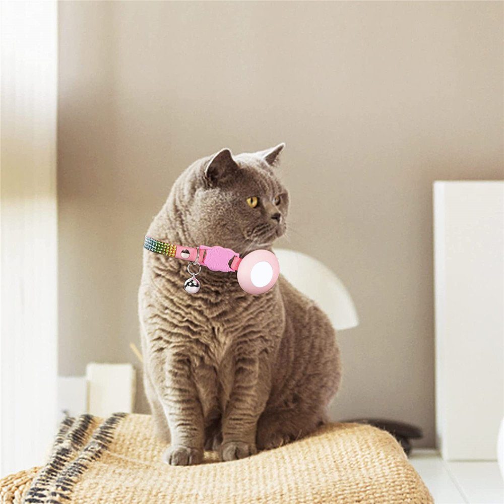 LAPA HOME KatzenHalsband AirTag Katzenhalsband Verstellbare HaustierHalsband mit Diamanten