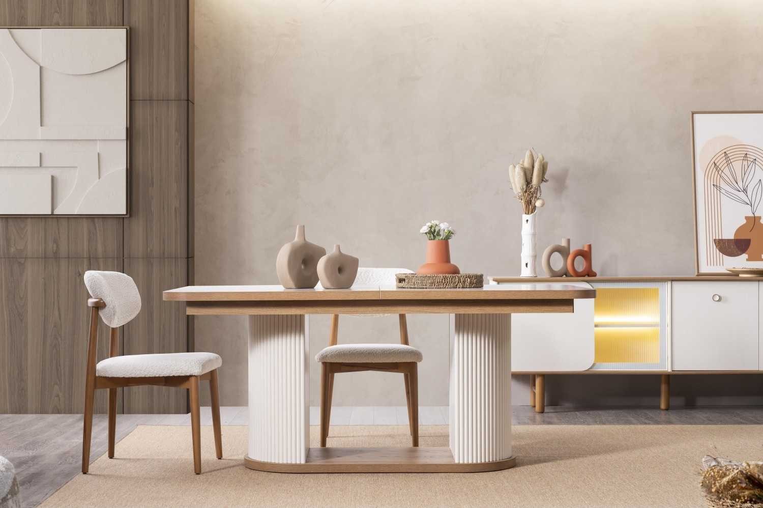 JVmoebel Esstisch Esstisch Stil modern Farbe braun weiß neu Holz universell geräumig