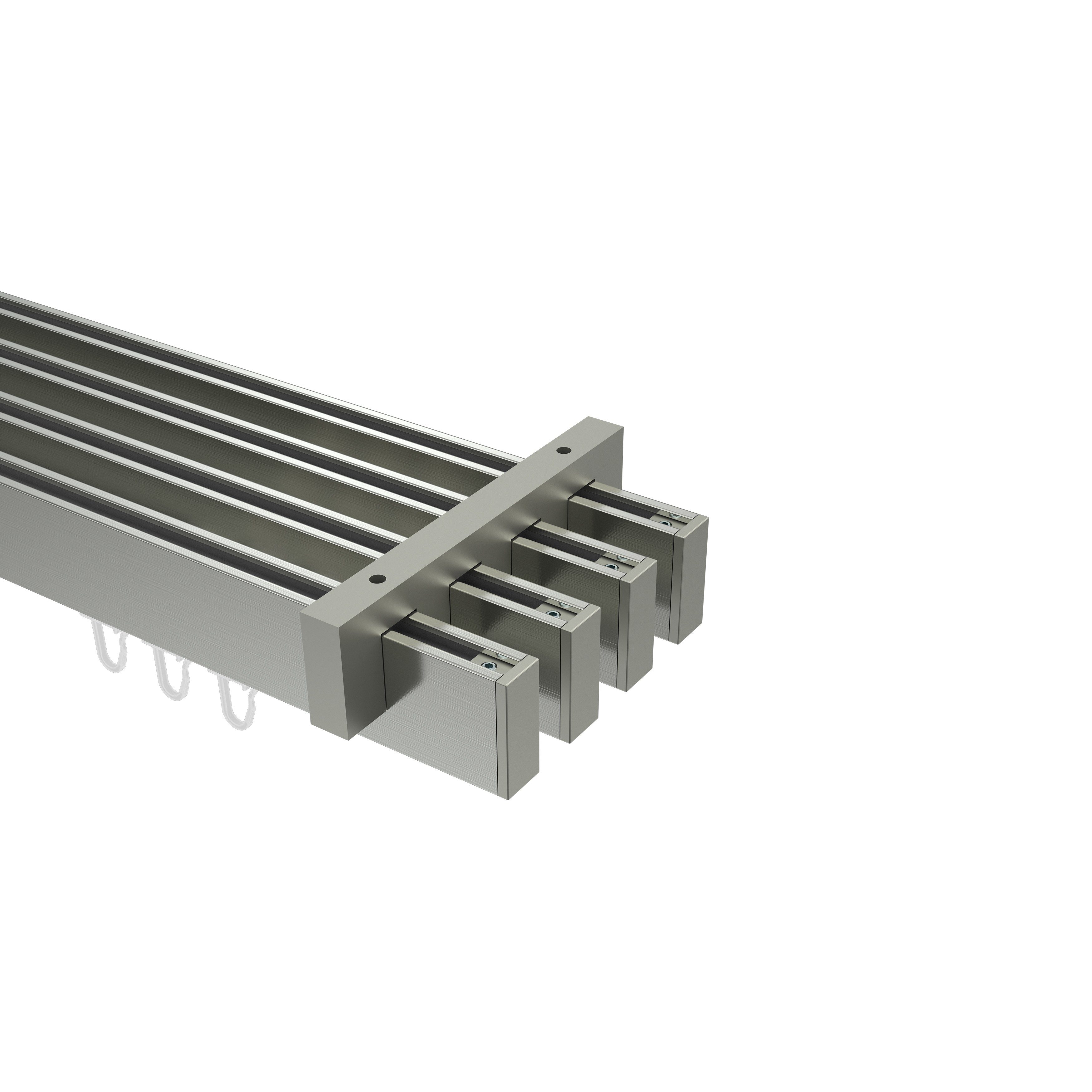 Gardinenstange Smartline Paxo, INTERDECO, 4-läufig, 14x35 mm, eckig, Deckenmontage, Edelstahl-Optik
