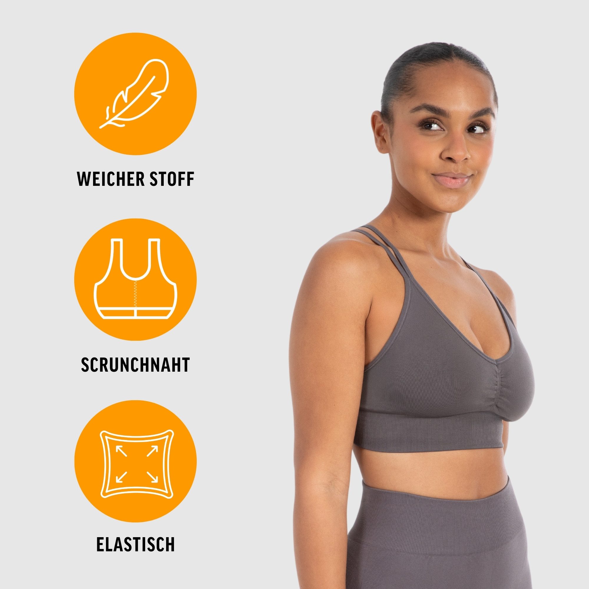 Smilodox Sport-BH Katrin, Crop Top V-Ausschnitt Fester Halt Fester Halt Yog günstig online kaufen