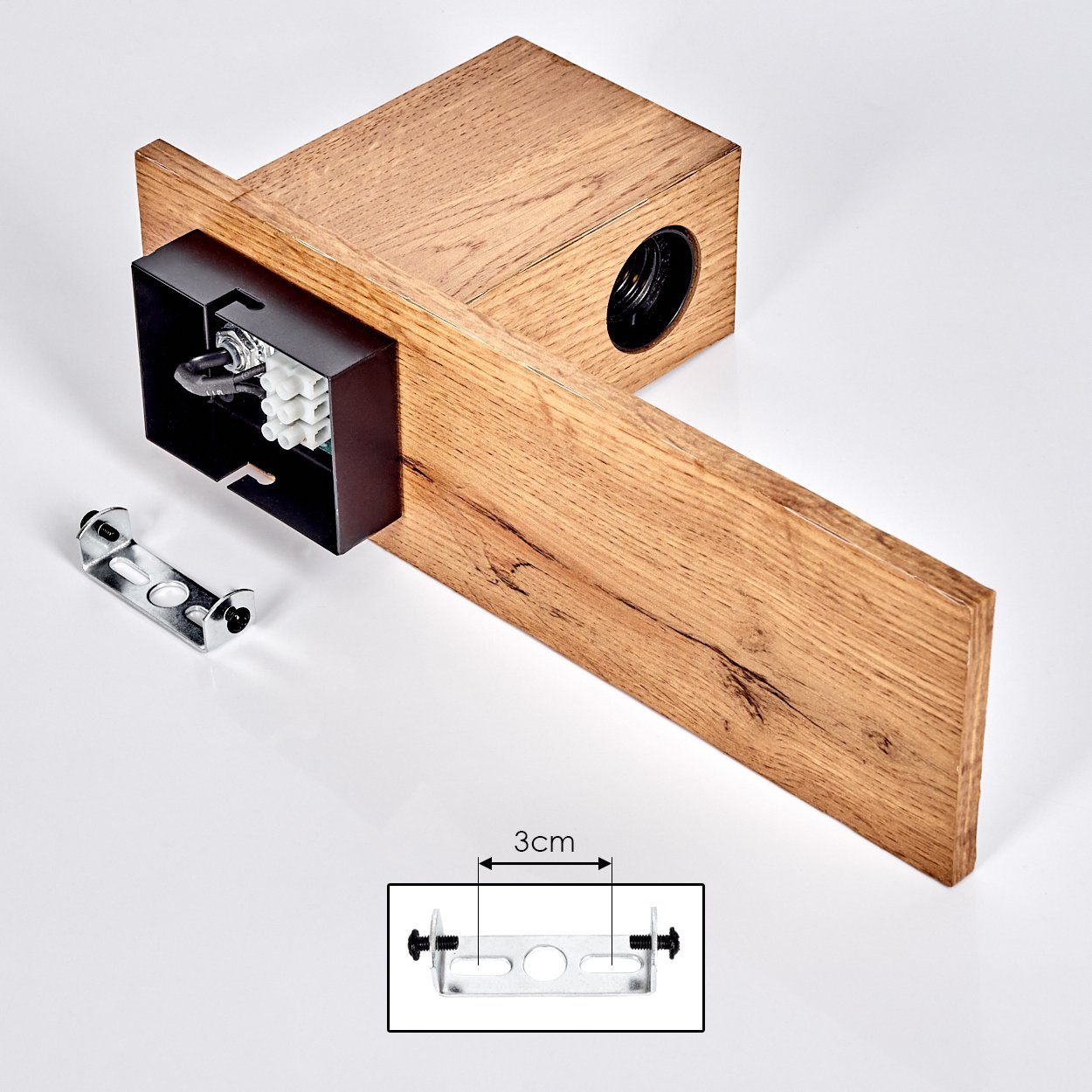 hofstein Wandleuchte »Codrongianus« Vintage Wandlampe aus Metall in Holzoptik/Braun, ohne Leuchtmittel, Retro Leuchte im skandinavischen Look, 1xE27