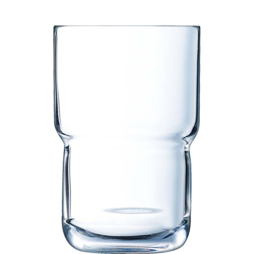 Arcoroc Tumbler-Glas Log, Glas gehärtet, Tumbler Trinkglas stapelbar 320ml Glas gehärtet transparent 6 Stück ohne Füllstrich
