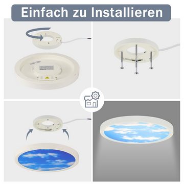 ZMH LED Deckenleuchte Bad - 23W Flach 23cm Badezimmer Neutralweiß IP44, Himmel Design, LED fest integriert, 4000k, Nicht Dimmbar, Rund