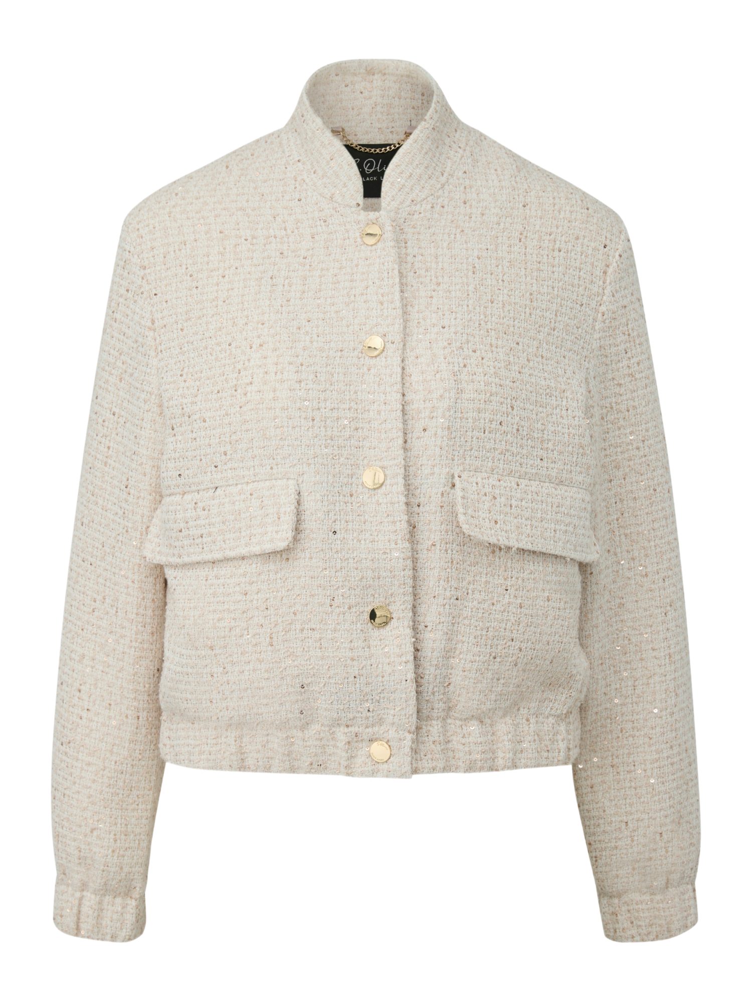 s.Oliver BLACK LABEL Wolljacke natur,Casual,Polyester,Unifarben,Stehkragen,Lang,Gerade