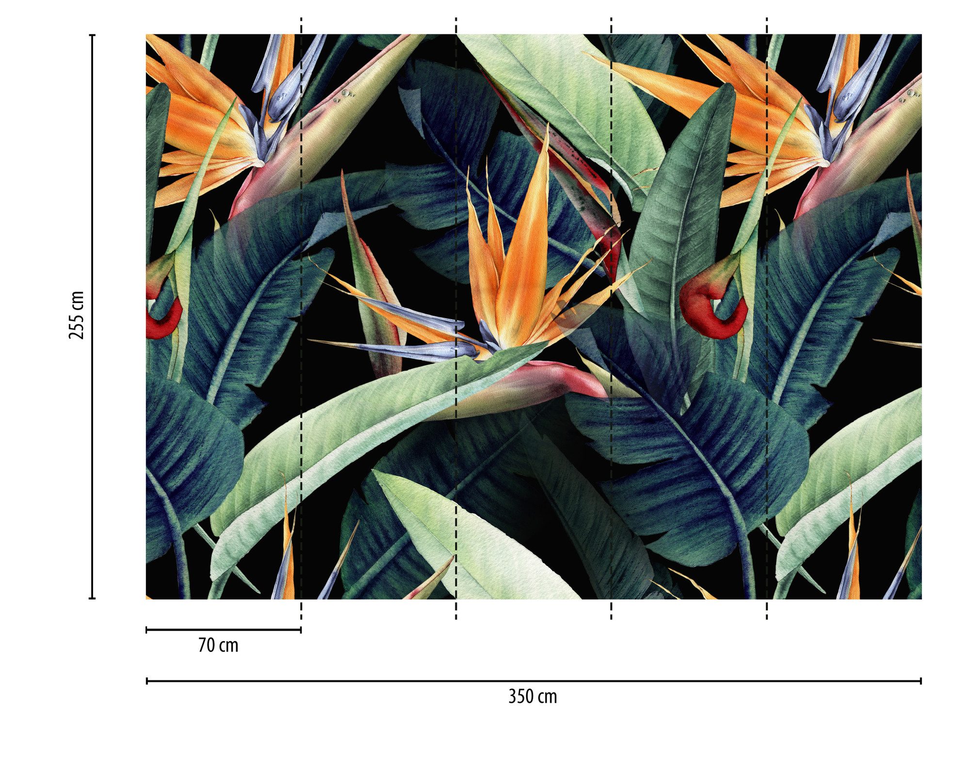 A.S. Création Vliestapete Blumentapete Strelitzie Dunkelgrün Orange exotisch, strukturiert, matt, (1 St)