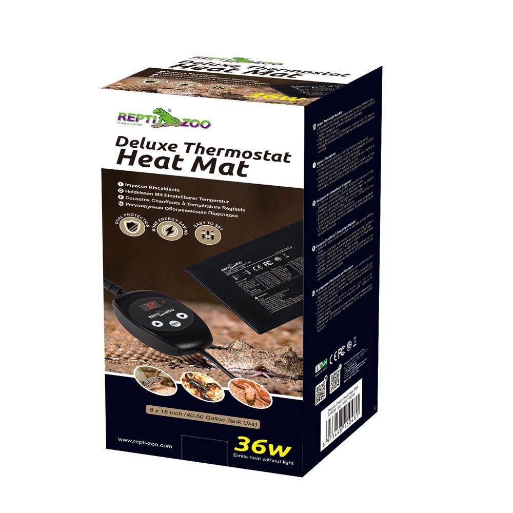 Terrarium ReptiZoo Deluxe Heizmatte mit Thermostat 36 Watt 20x 45cm (AHM36)