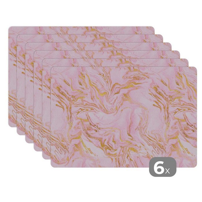 Platzset Gold - Marmor - Schick - Muster MuchoWow (6-St) Platzset Platzdecken Platzmatte Tischmatten Schmutzabweisend