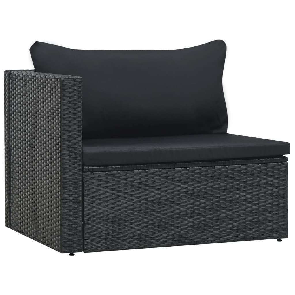 mit Rattan Auflagen (5-tlg) Schwarz, Gartenlounge-Set vidaXL Poly 5-tlg. Garten-Lounge-Set