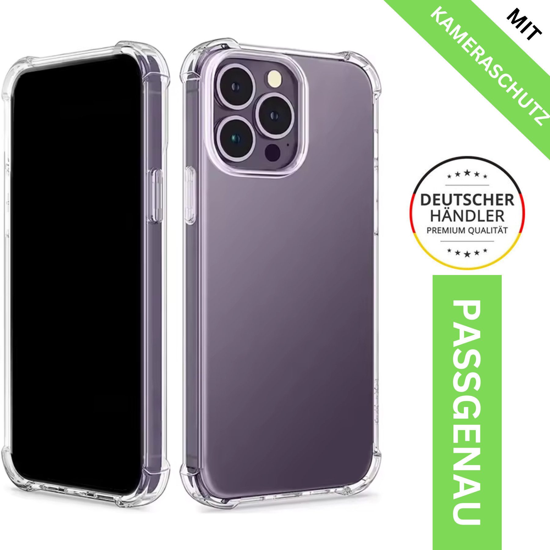 Alpha Electronics Handyhülle Transparente Hülle für iPhone 15 14 13 Pro Max Plus Case, Vergilbungsfrei