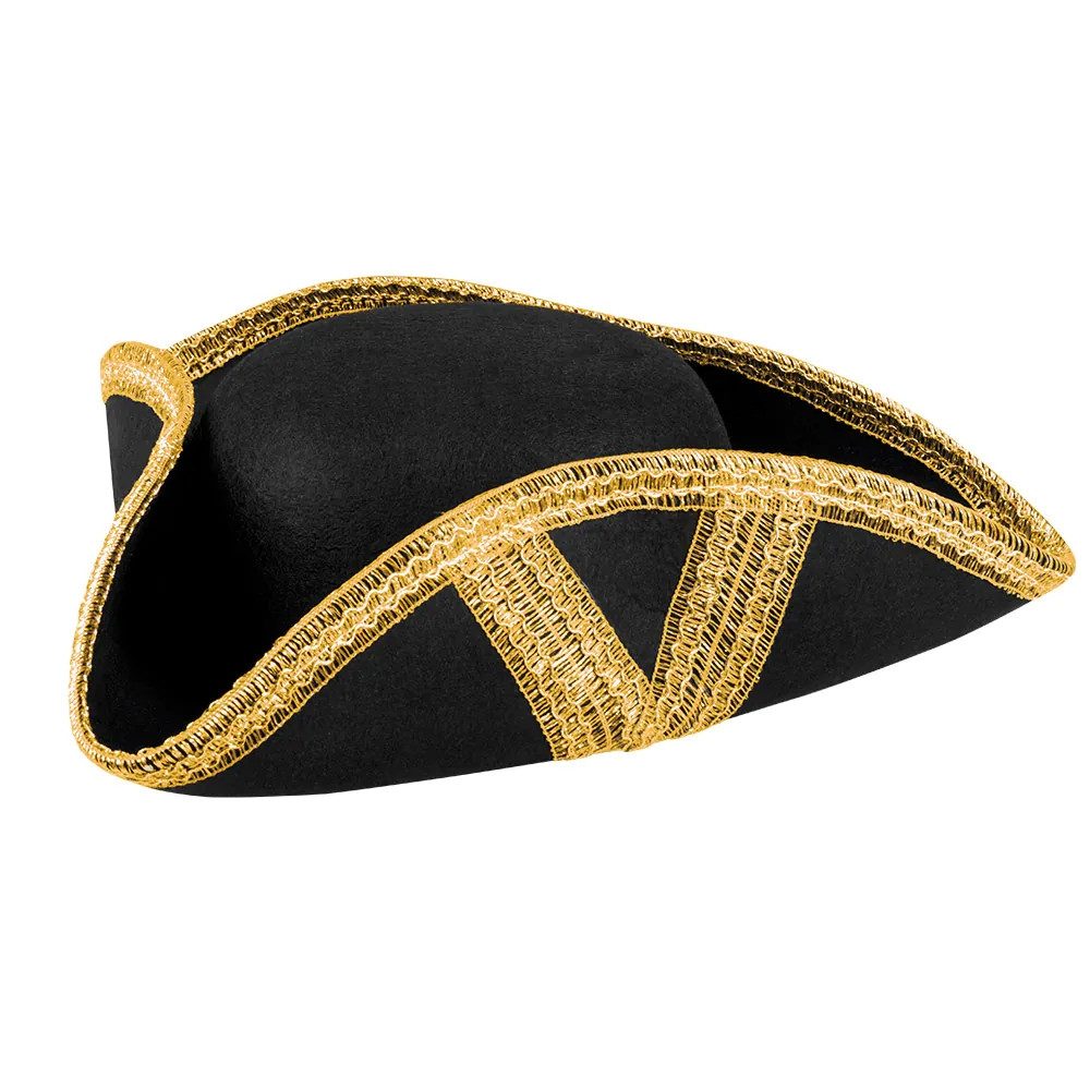 Boland Piraten-Kostüm Piratenhut Royal Fortune schwarz-gold edler Dreispitz Piratenkostüme, Detailreiche goldene Zierborten für einen edlen Look
