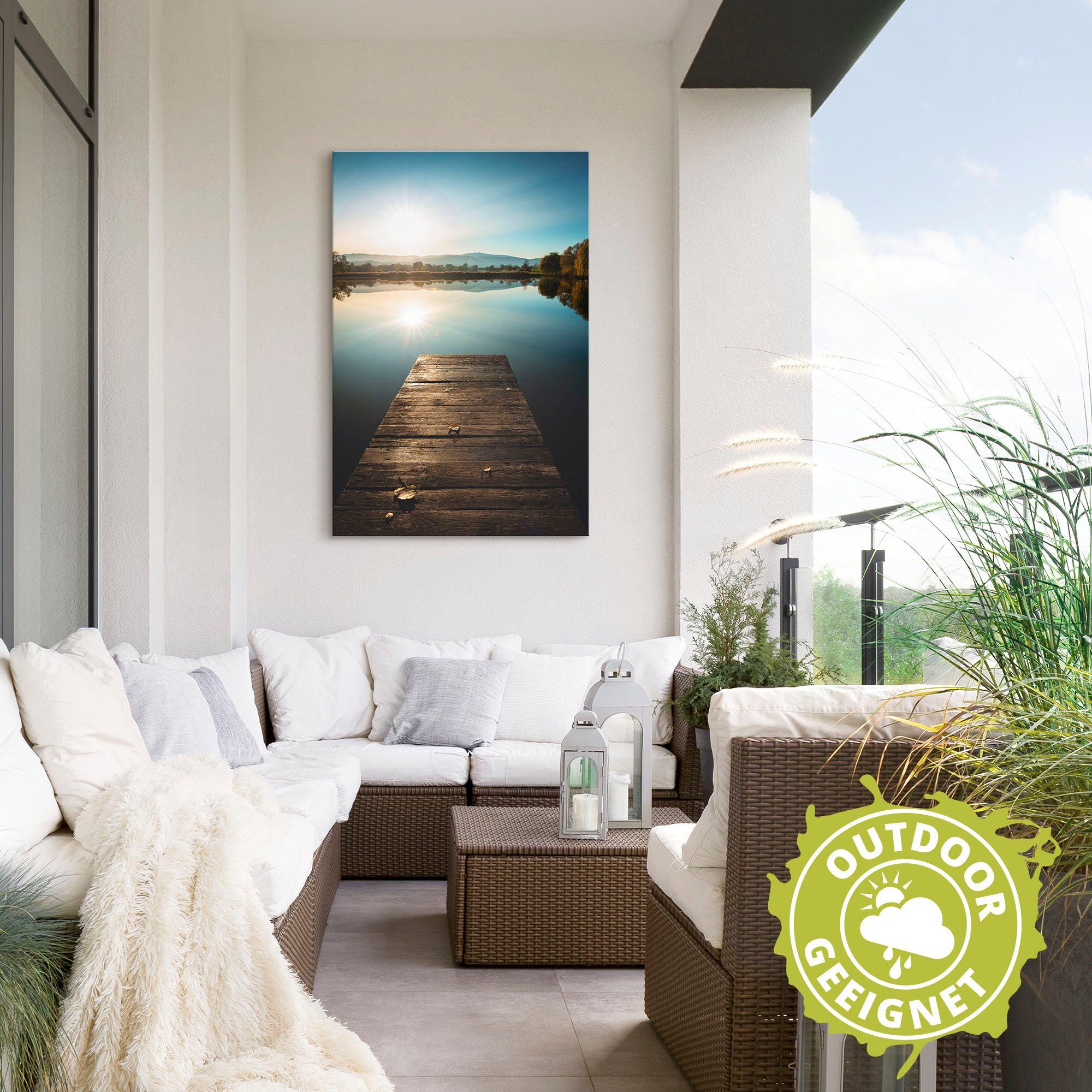 Artland Wandbild »Steg mit Brockenblick«, Seebilder (1 Stück), in vielen Größen & Produktarten - Alubild / Outdoorbild für den Außenbereich, Leinwandbild, Poster, Wandaufkleber / Wandtattoo auch für Badezimmer geeignet-HomeTrends