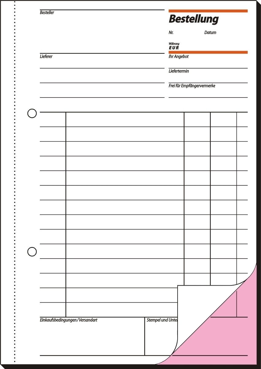 Formularblock Formularbuch Bestellung A5 2x50 Blatt