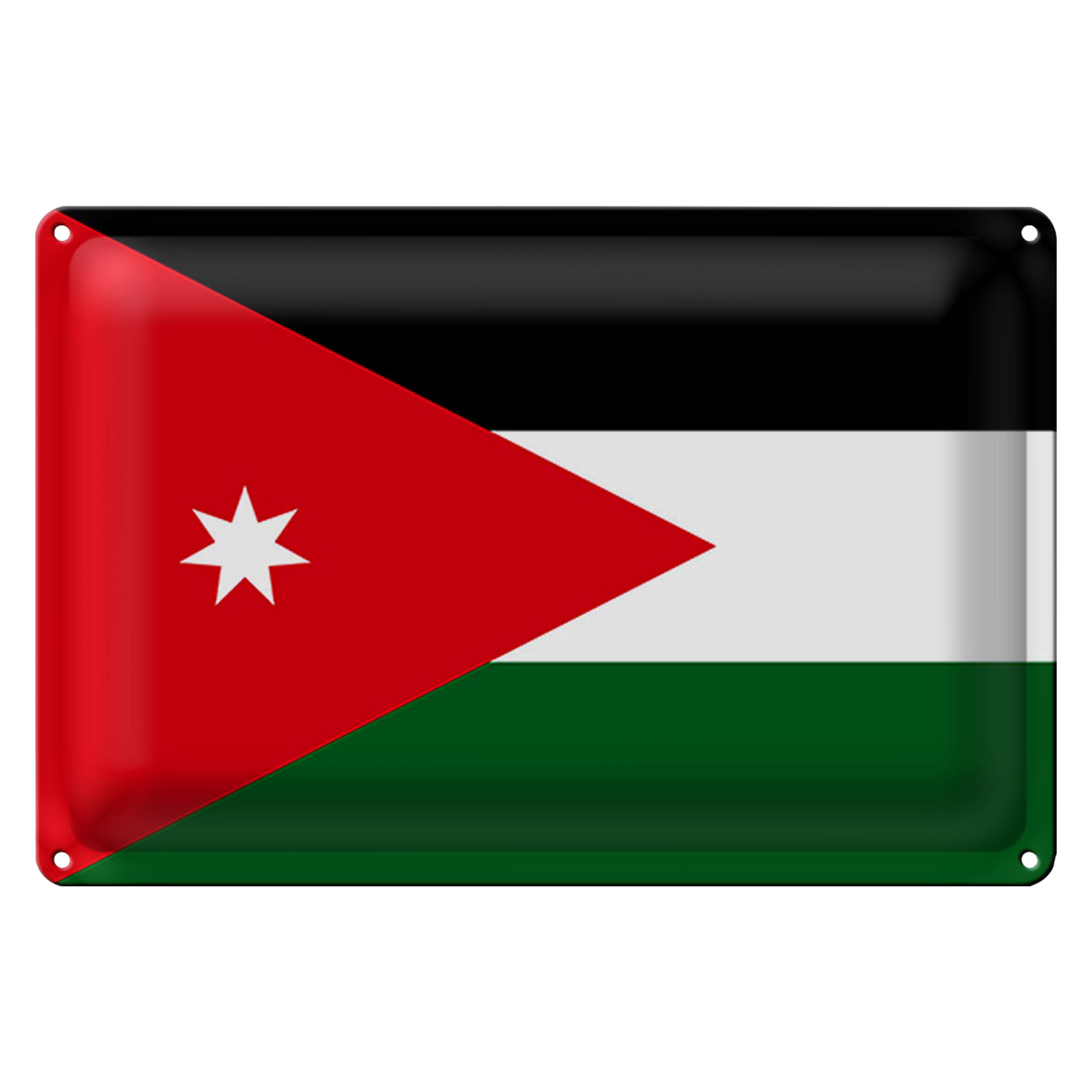 Roomando Metallschild Flagge Jordanien 40x30cm Flag of Jordan