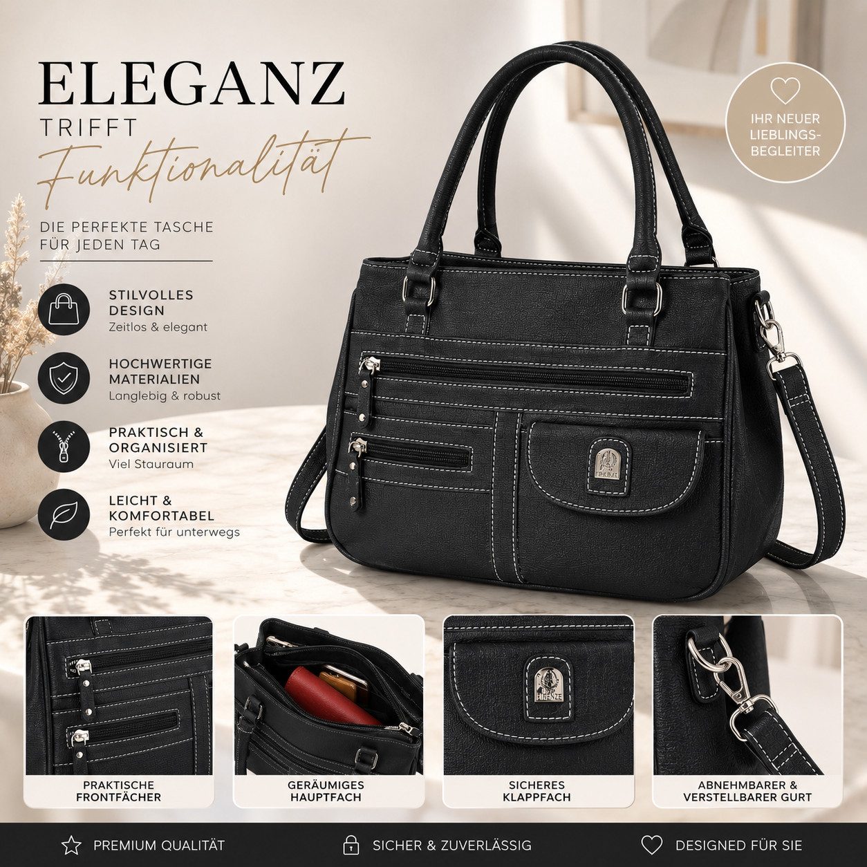 EAAKIE Umhängetasche Damen Tasche Schultertasche Umhängetasche Leder Optik Handtasche, als Schultertasche, Umhängetasche tragbar