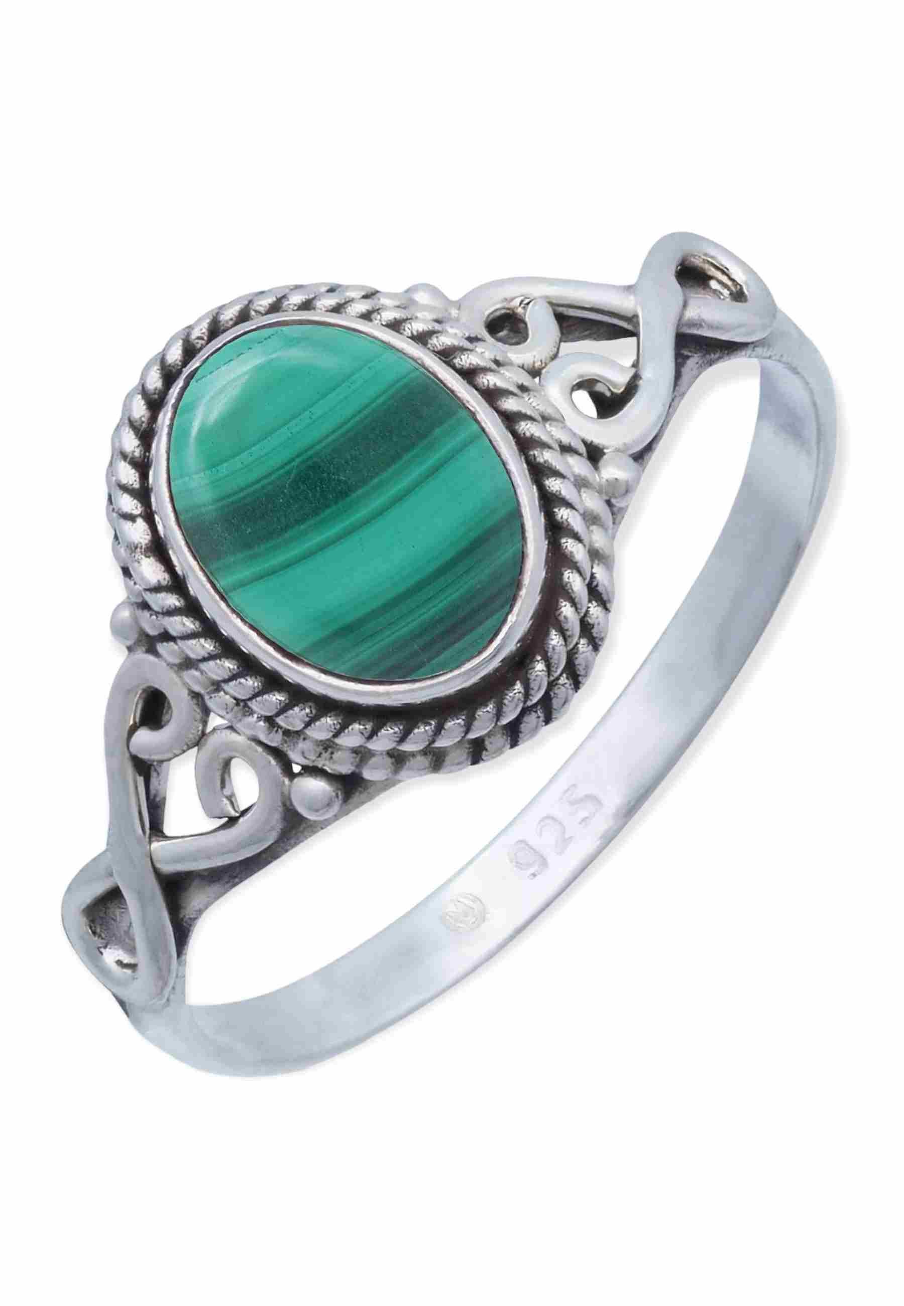 mantraroma Silberring BAGHIMI oval aus 925 Silber mit Malachit (Ring mit Sc günstig online kaufen