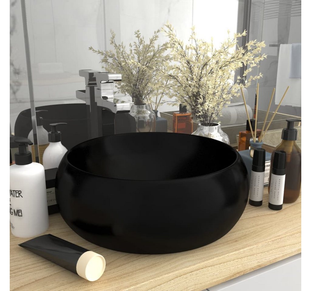 Thumbnail - vidaXL Waschbecken, Luxuriöses Waschbecken Rund Matt Schwarz 40x15 cm Keramik