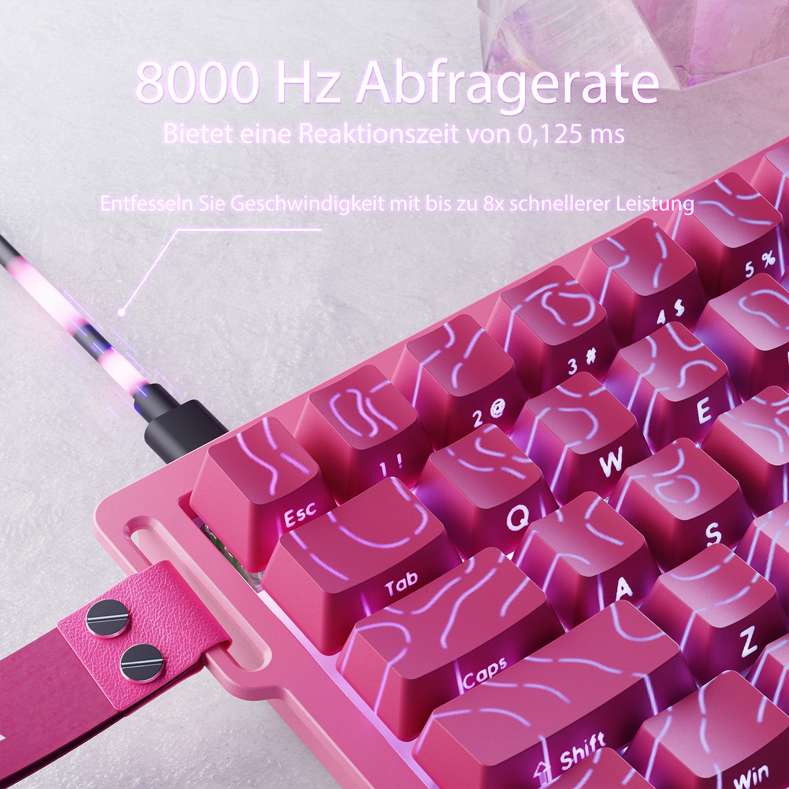ATTACK SHARK X68 HE 8KHz Rapid Trigger Gaming-Tastatur, 0,01mm,RGB Gaming-Tastatur (Kabelgebunden Hall-Effekt Magnetische Tastatur) – Bild 4 von 5