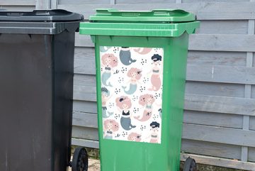 MuchoWow Wandsticker Muster - Meerjungfrau - Tiere (1 St), Mülleimer-aufkleber, Mülltonne, Sticker, Container, Abfalbehälter