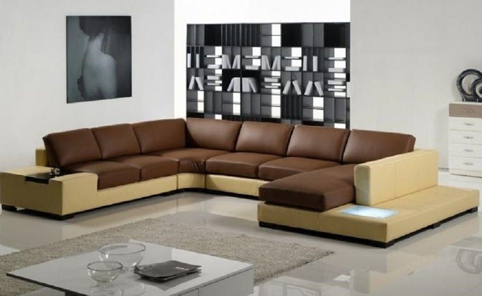 JVmoebel Ecksofa Wohnlandschaft U Form Sofa Polster, Eckcouch Europe in Made Couch Ecksofa Braun