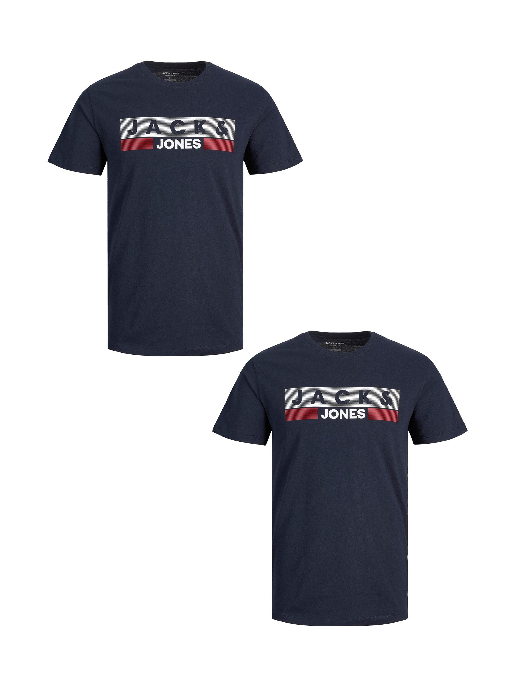 Jack & Jones T-Shirt 2er-Set Plus Size Logo (2-tlg) JJECORP LOGO TEE SS O-NECK NOOS PLS