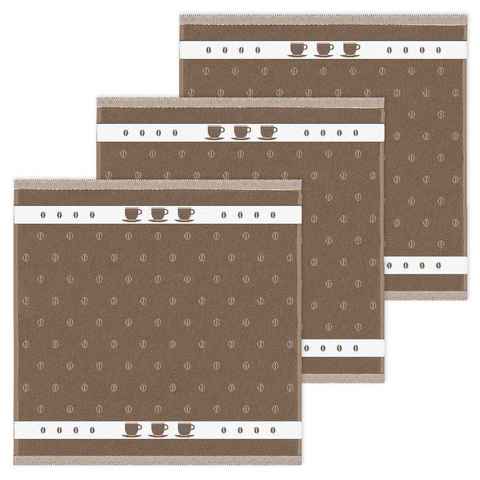 Kracht Geschirrtuch Kaffeebohnen, (Set, 3-tlg., Set), 3er Pack Frottee Küchenhandtücher (3 Stück) ca.50x50cm 100% Baumwolle