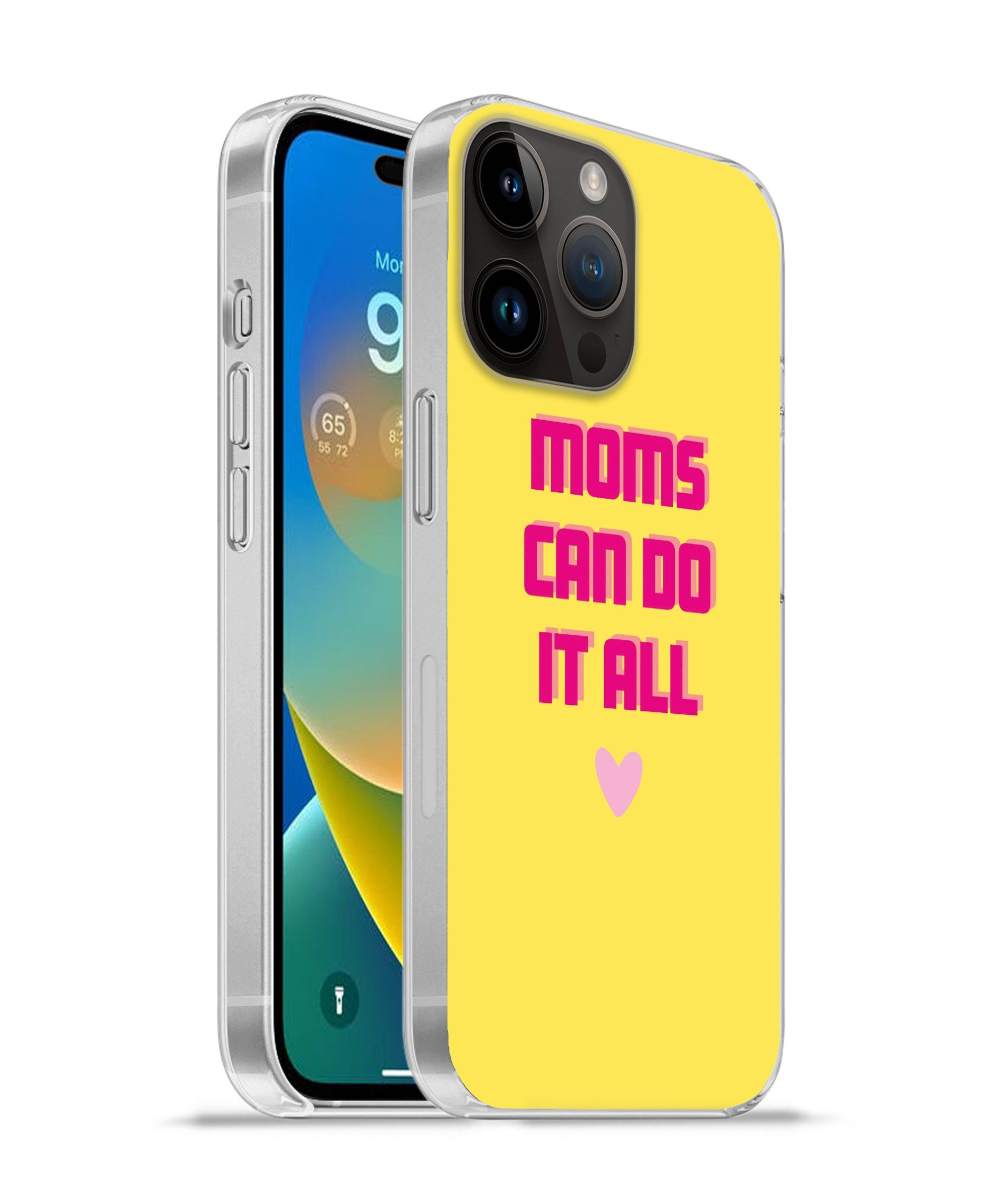 MuchoWow Handyhülle für Apple iPhone 14 Pro Zitat - Mutter - Herz - Rosa, Smartphone-Bumper, Print, Handy Schutzhülle Dünn