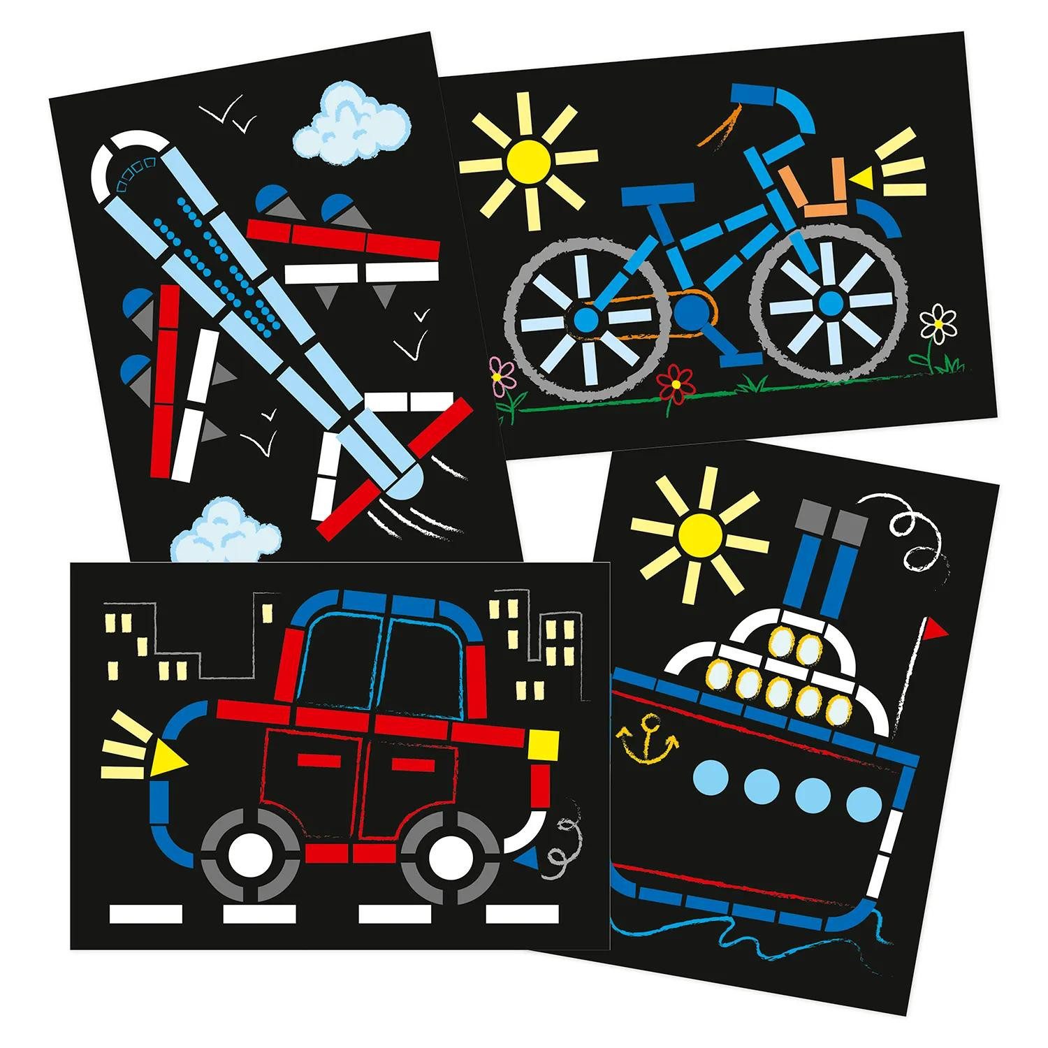 maildor Sticker 10x Kreativset Sticker, 14,8x21 cm, Transportmittel Mehrfarbig AF035C, My Mandarine