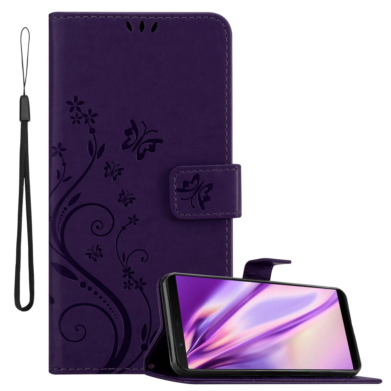 Cadorabo Handyhülle für OnePlus 5T Hülle OnePlus 5T, Hülle Schutzhülle Blumen Flower mit Standfunktion Kartenfach Magnet