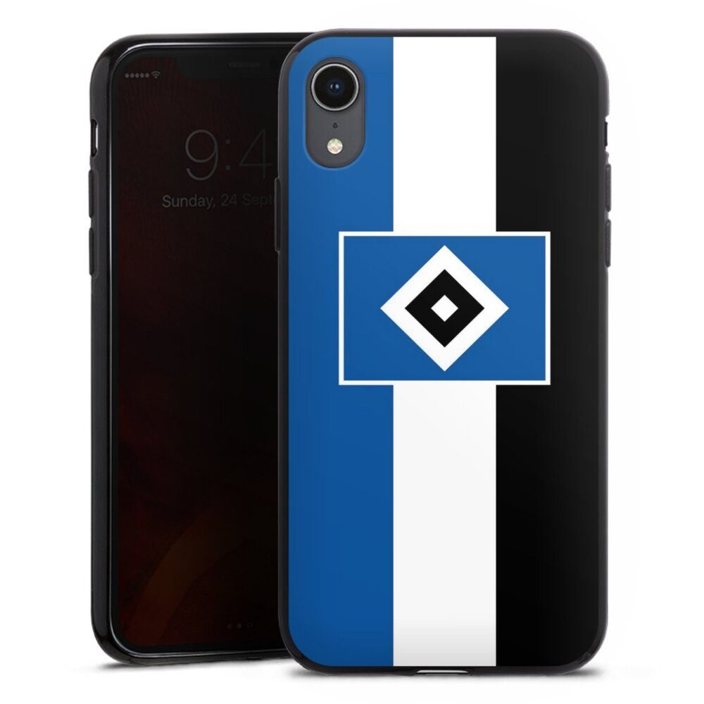DeinDesign Handyhülle HSV Streifen Hamburger SV HSV Streifen - Blau-Weiß-Schwarz, Apple iPhone Xr Silikon Hülle Bumper Case Handy Schutzhülle